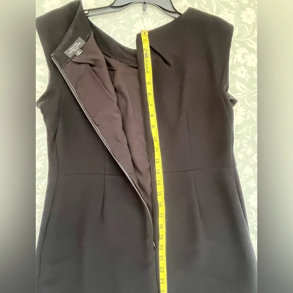 Tahari ASL Black Sheath Midi Dress Size 10P EUC - Picture 10 of 13
